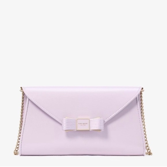 Kate Spade Morgan Bow Envelope Crossbody Violet Shiny Saffiano Dustbag NWT $268